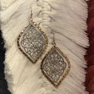Gold and Silver Boho Filigree Earrings W/French Hooks